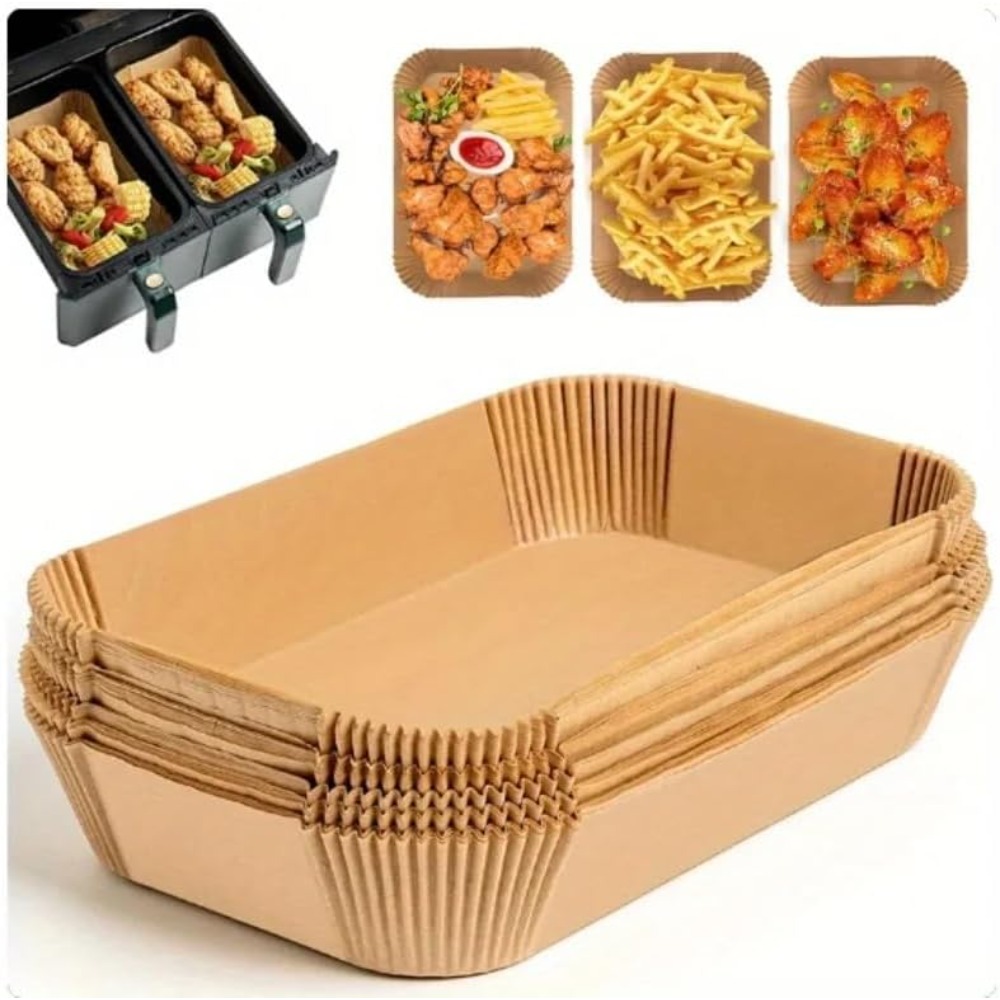 Kitchen Baking Sheets - กระดาษรองอบสำหรับหม้อทอดไร้น้ำมันแบบใช้แล้วทิ้ง รูปทรงสี่เหลี่ยมผืนผ้า 50/100 ชิ้น อุปกรณ์เสริมสำหรับครัว ทนน้ำมัน