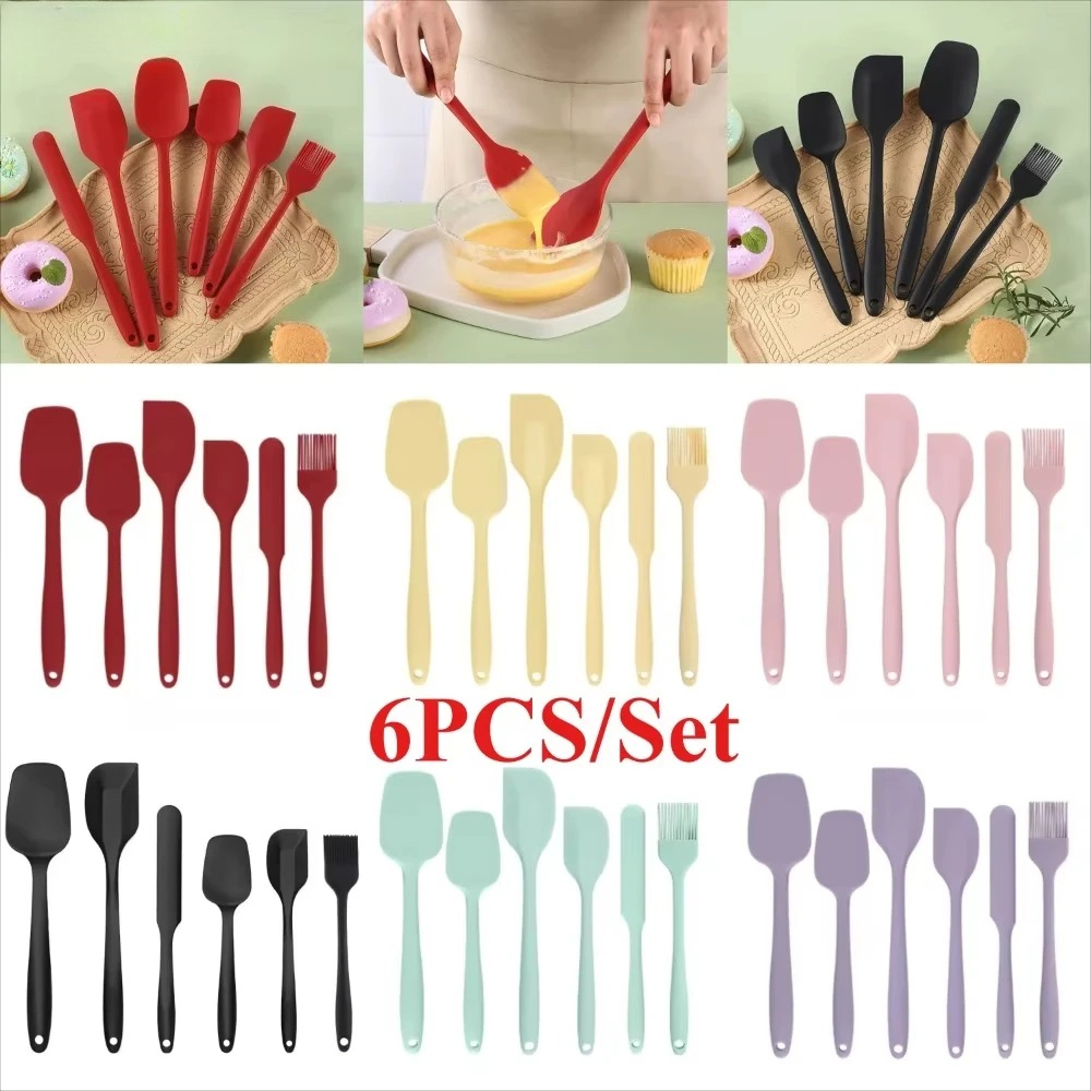 Baking Kitchen Set Up - ชุดตะหลิวซิลิโคน 6 ชิ้น แบบไร้รอยต่อ ทนความร้อน ไม่ติดกระทะ