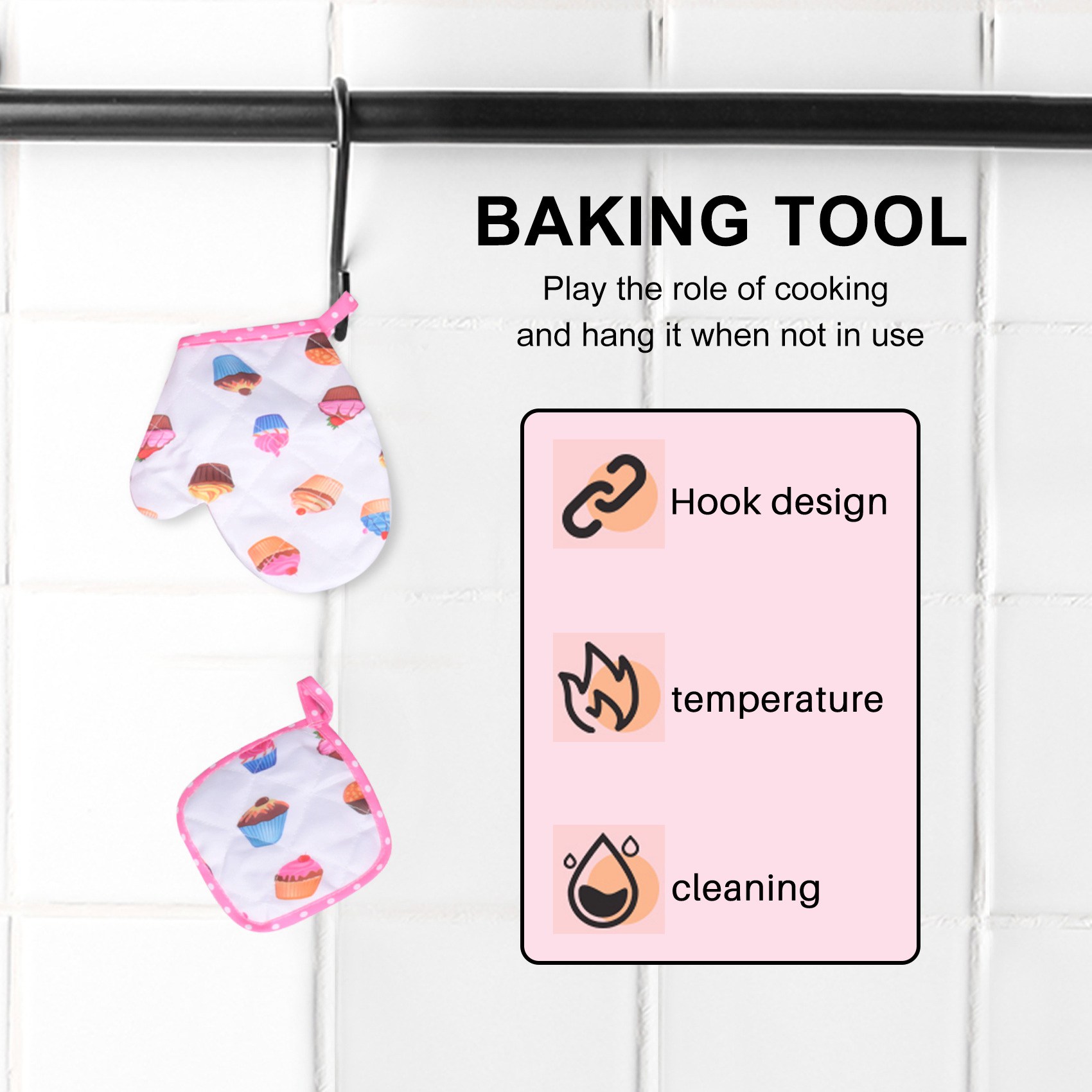 Baking Kitchen Set Up - เครื่องใช้ในครัว ชุดทำอาหารและอบขนมสำหรับเด็ก 4 ชิ้น ประกอบด้วยผ้ากันเปื้อนสำหรับเด็กผู้หญิง หมวกเชฟ