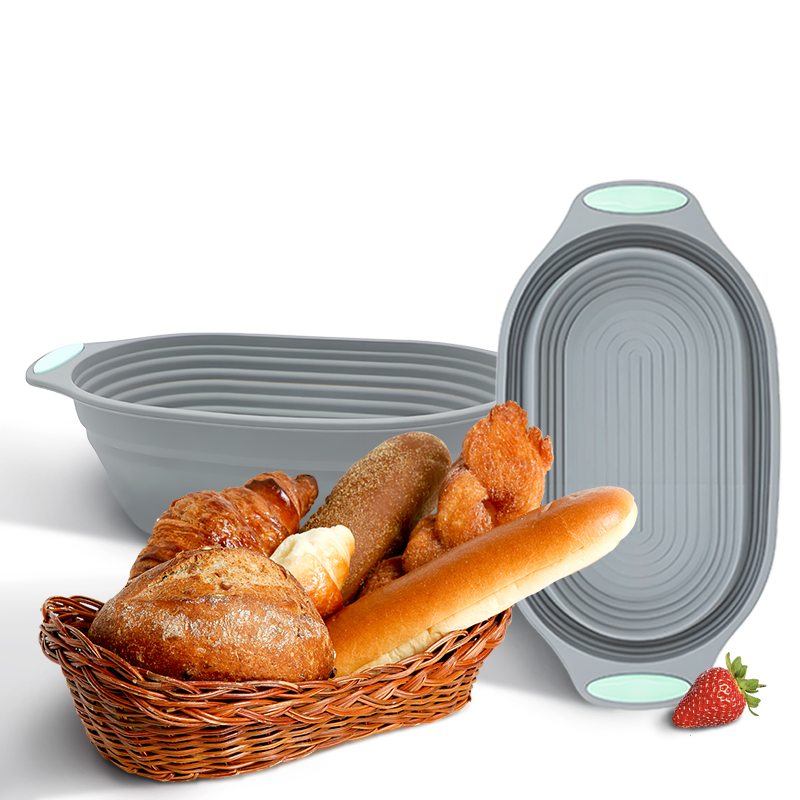 Kitchen Baking Products - ตะกร้าพับได้ทำจากซิลิโคนสำหรับพักแป้งขนมปัง 1 ชิ้น - ชามอบขนมปังซาวโดว์ อุปกรณ์ครัวเกรดอาหาร