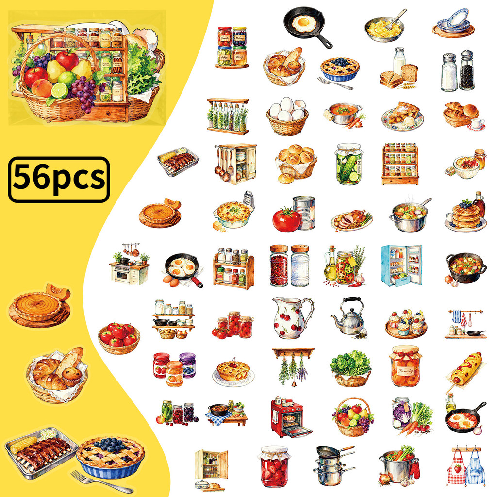 สติกเกอร์ PET ลายครัวเรโทร 56  - Kitchen Baking Sheets บทวิจารณ์และราคา