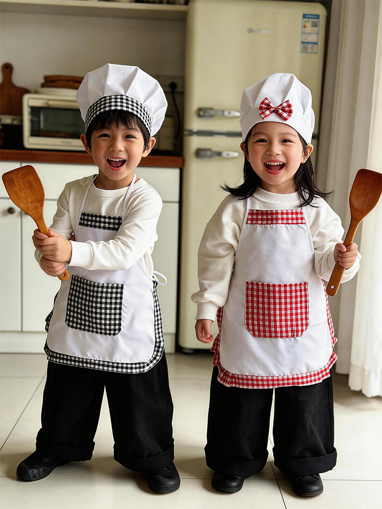 ชุดผ้ากันเปื้อนและหมวกเชฟลายตา - Baking Kitchen Set Up บทวิจารณ์และราคา